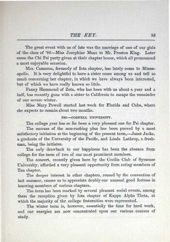 Chapter Letters: Psi - Cornell University, March 1887 (image)